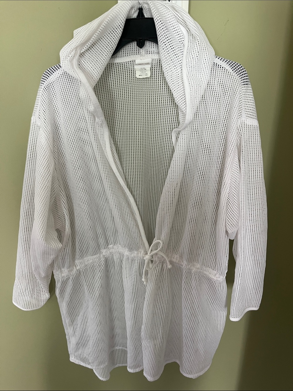 White Mesh Hooded Swim Cover-Up. Size L.